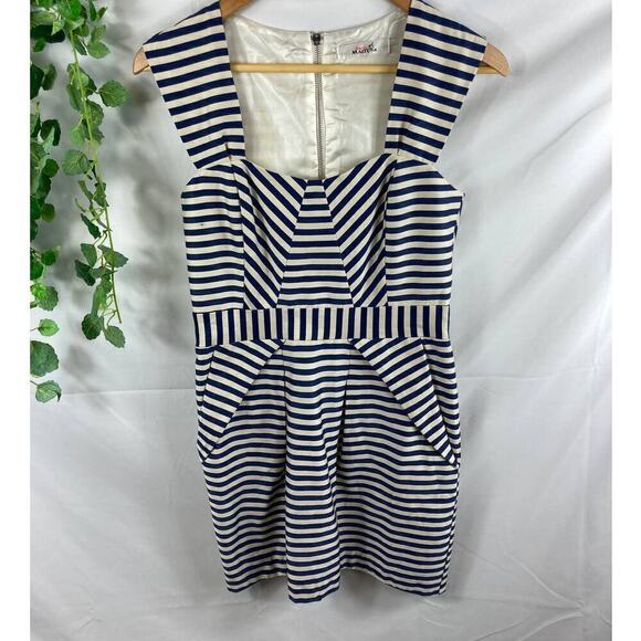 Pink Martini Striped Blue and Tan Nautical Dress XS - Picture 2 of 5